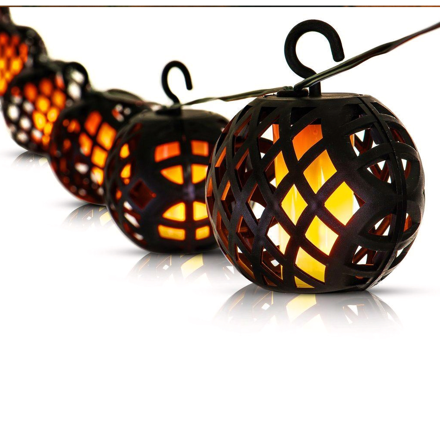 Image of 8pc LED Solar Rattan Ball Flame&hellip;
