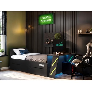 Alister Gaming Single Bed with Desk Charcoal & Green