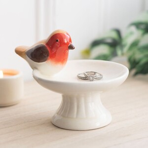 Robin Bird Bath Trinket Jewellery Dish