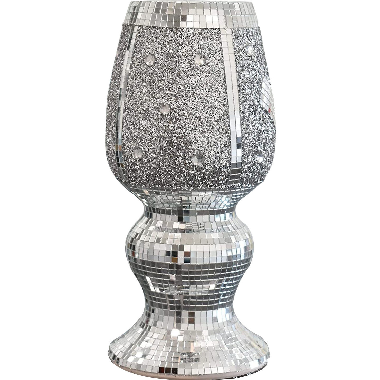 Biznest Silver Ceramic Mirrored Pot Curvy Vase - Silver