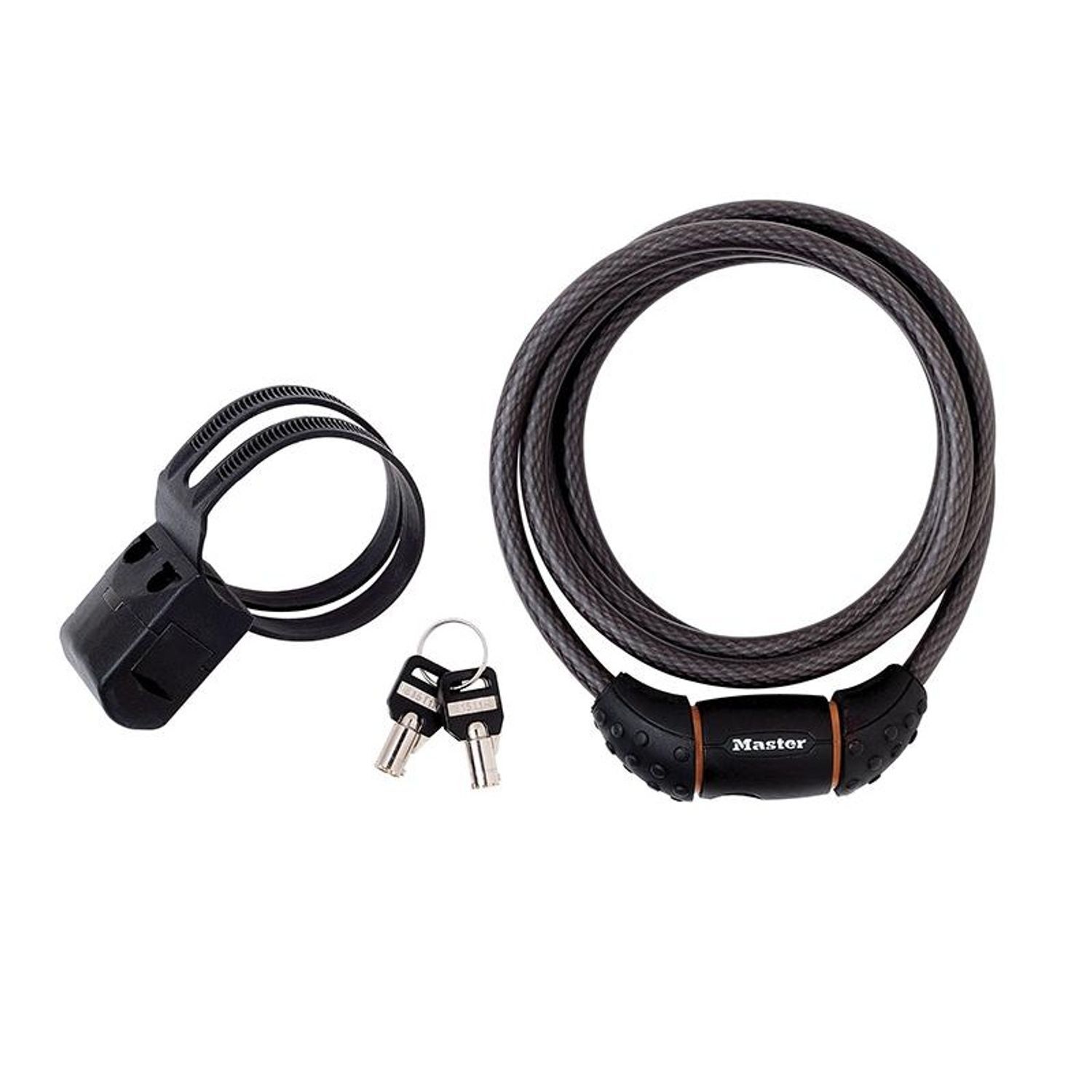 Master Lock Black Braided Steel Keyed Cable 1.8M X 10Mm - Multi Colour