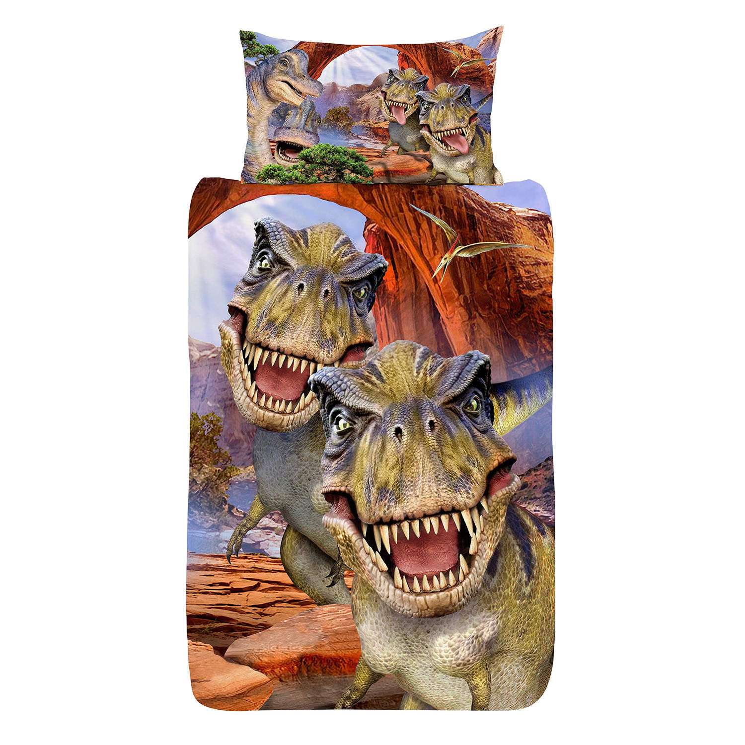 Selfies Dinosaurs Reversible Duvet Set - Multicoloured