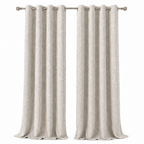 MHG Living 100% Cotton Jacquard Room Darkening Curtains - Thermal Insulated Eyelet Curtain Pair