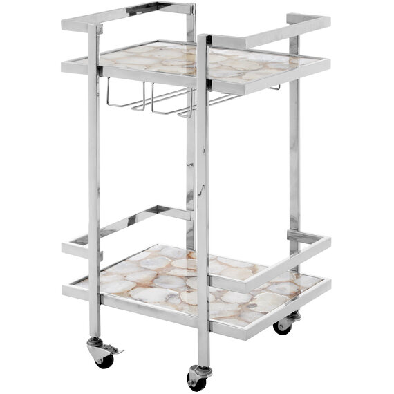 Vita White Agate Drinks Trolley