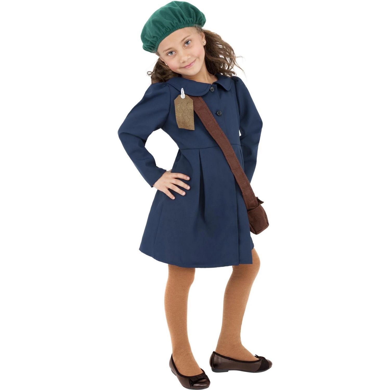 Smiffys Girls World War Ii Evacuee Long-Sleeved Costume - Blue