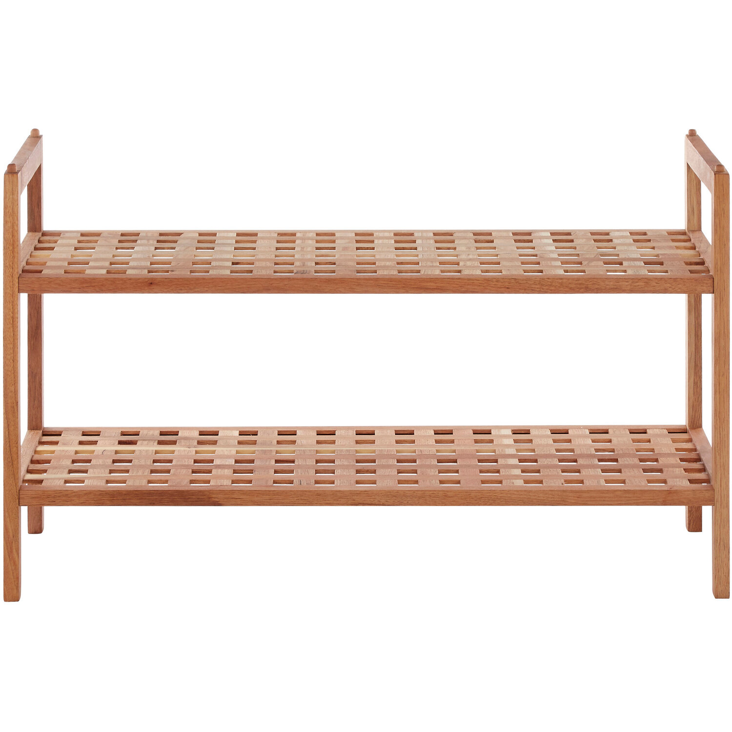 Maison By Premier Arla 2 Tier Walnut Wood Grid Design Stackable Shoe Rack - Natural