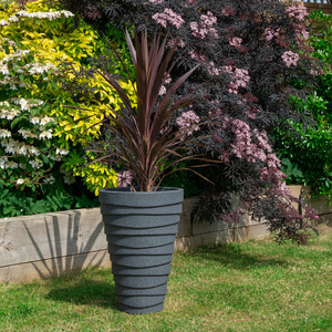 33cm x 48cm Large Plastic Trojan Garden Plant Pot in Dark Grey