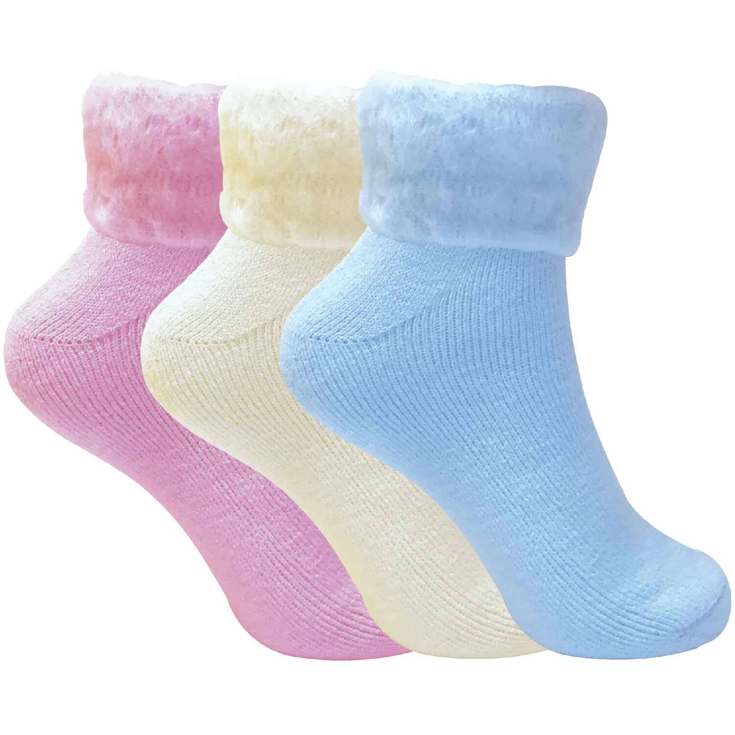 Sock Snob 3 Pairs Warm Soft Thermal Low Cut Ankle Fluffy Winter Bed Socks - Black