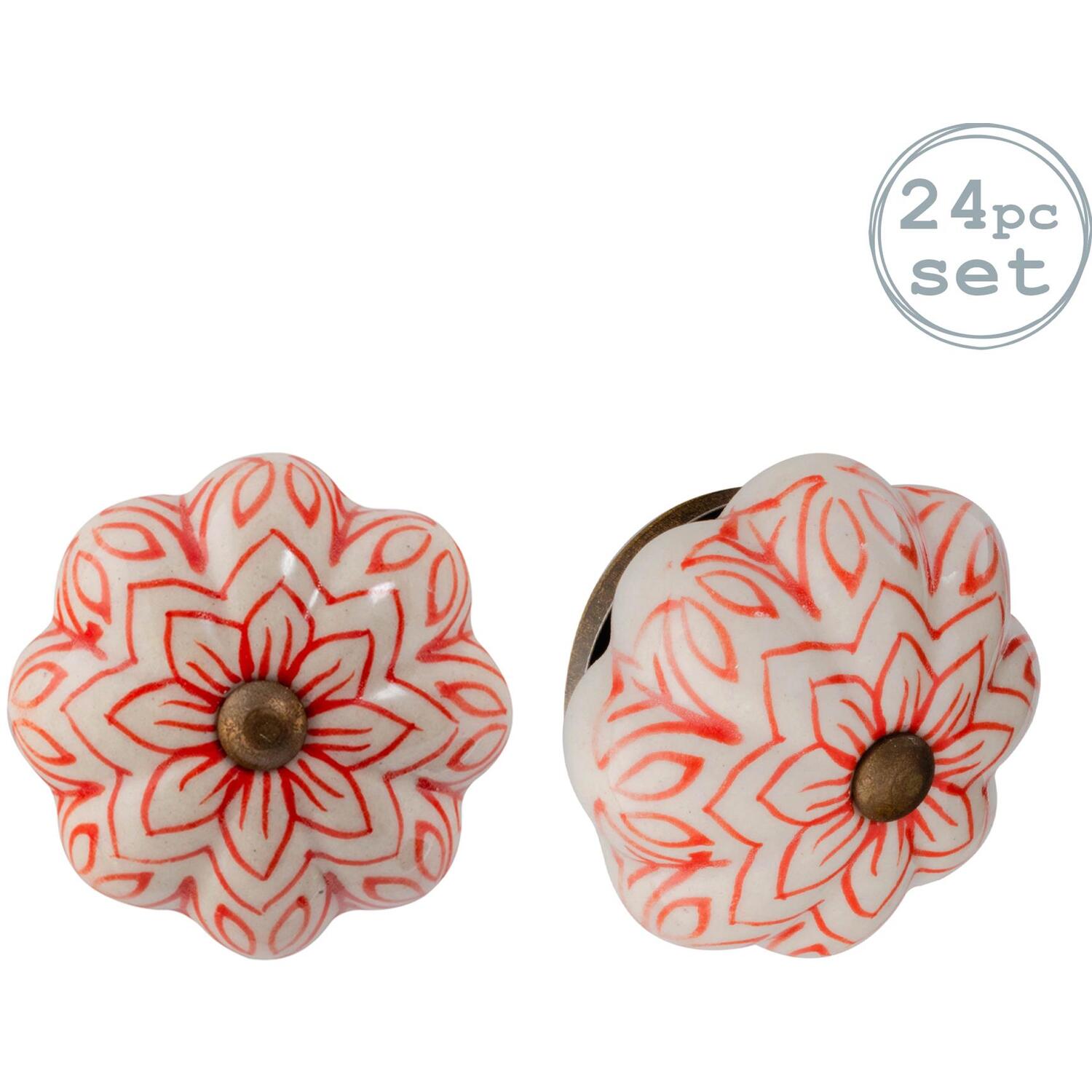 Nicola Spring Floral Ceramic Cabinet Knobs - Red / 24