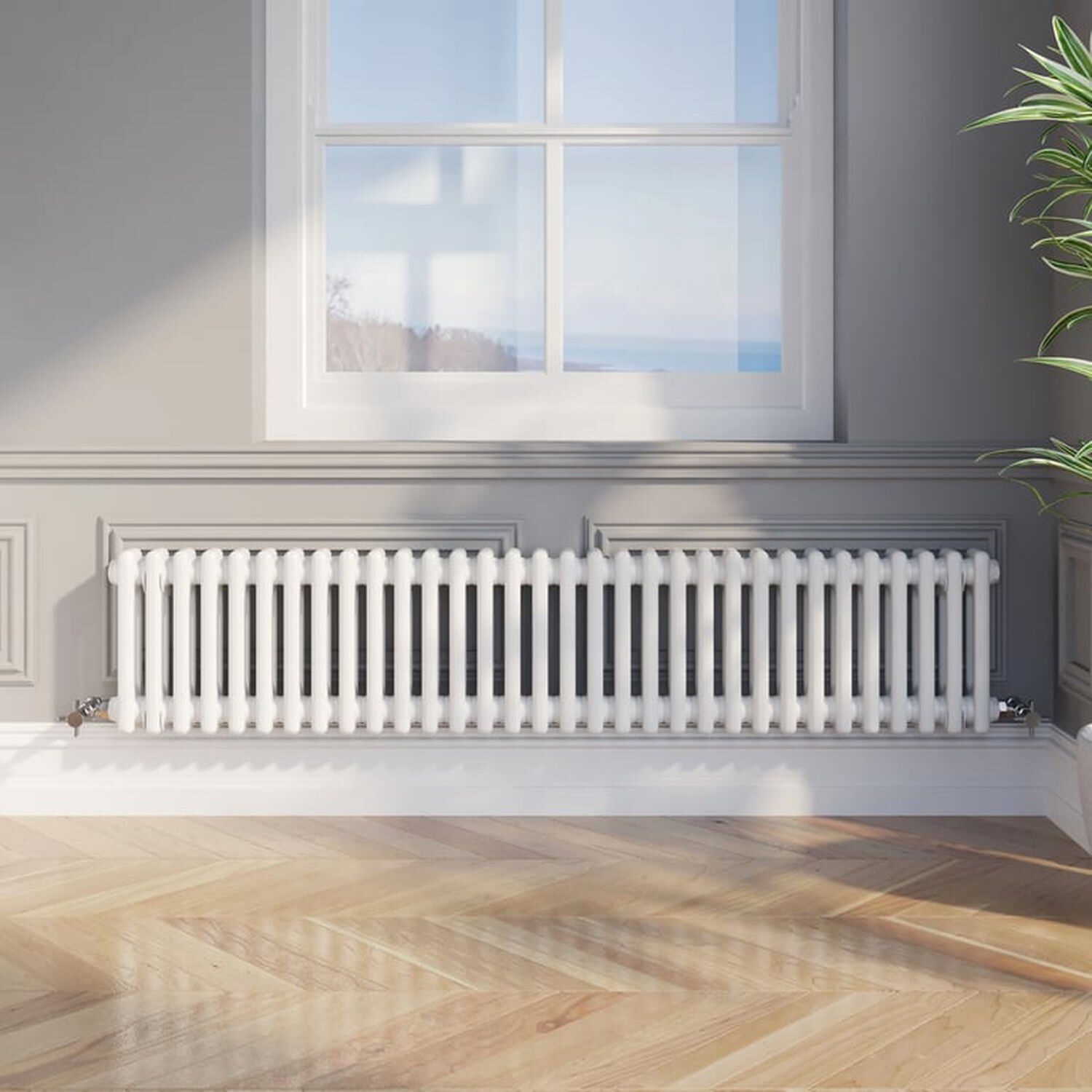 Temprazo Traditional Colosseum Double Bar Column Radiator White 300 X 605Mm - White / 1460Mm / 300Mm / 70Mm