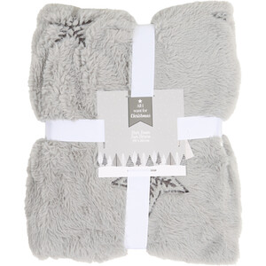 Star Embroidered Faux Fur Throw