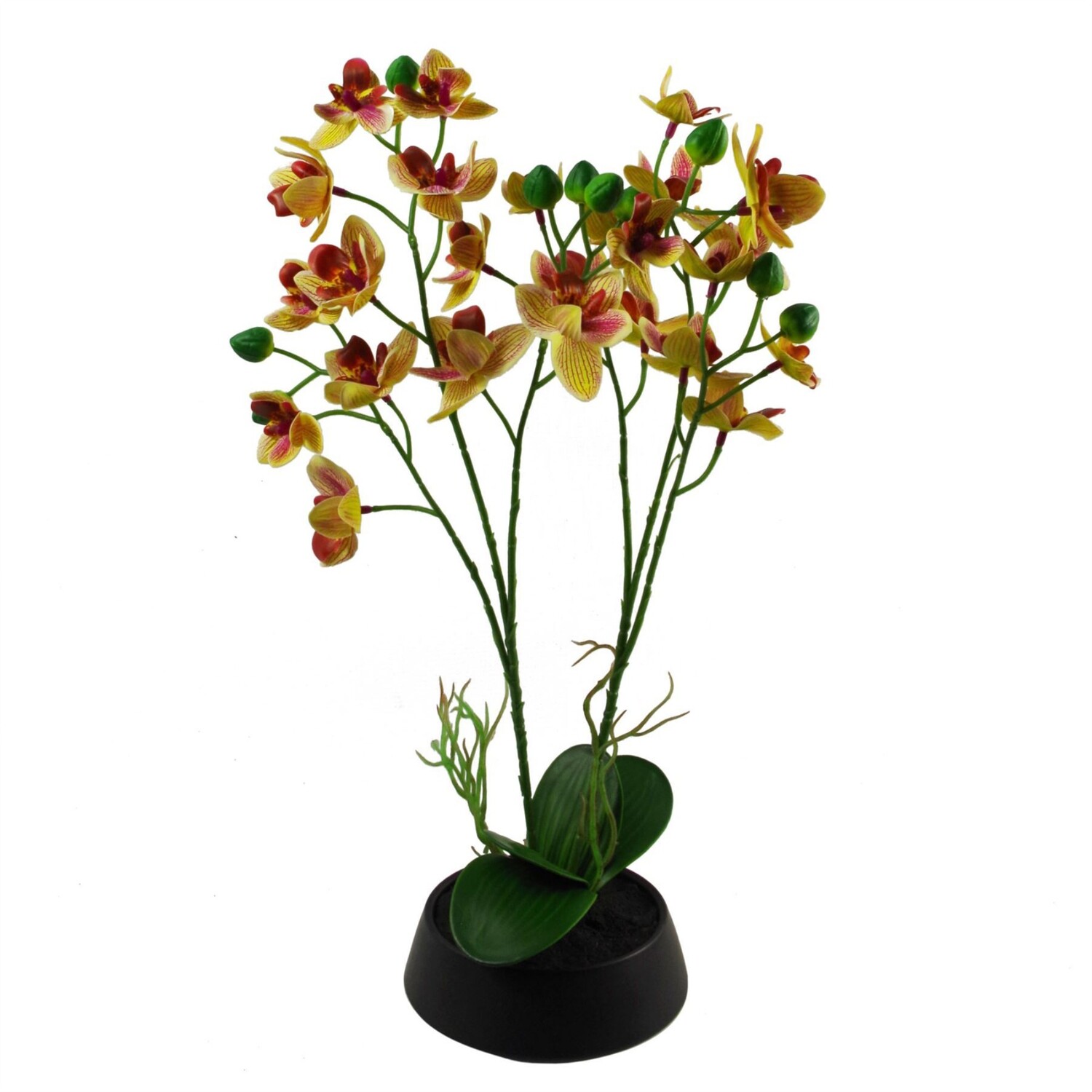 43cm Artificial Orchid in Ceramic Planter - Yellow