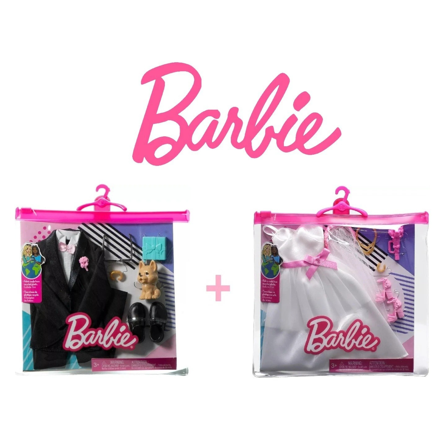 Barbie Bridal Fashion Pack Wedding Dress and Groom Outfit for Dolls HJT37 - Pink