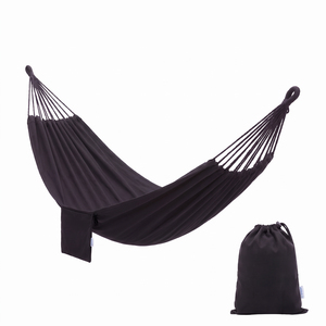 Black Single Hammock Outdoor Garden with Side Bag Attached