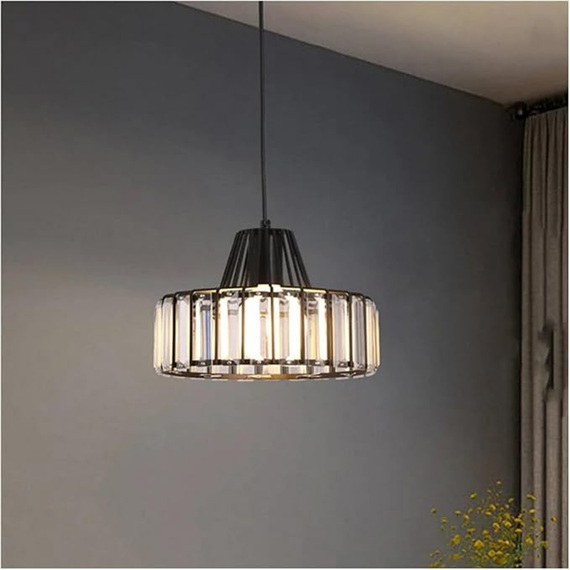 Pendant Ceiling Light Black Crystal