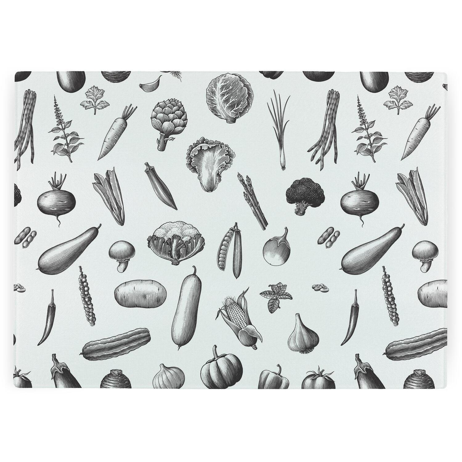 Image of Black & White Vegetables Worktop Protector&hellip;