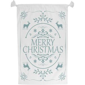 Blue Merry Christmas Present Bag - Novelty Xmas Santa Sack with Drawstring