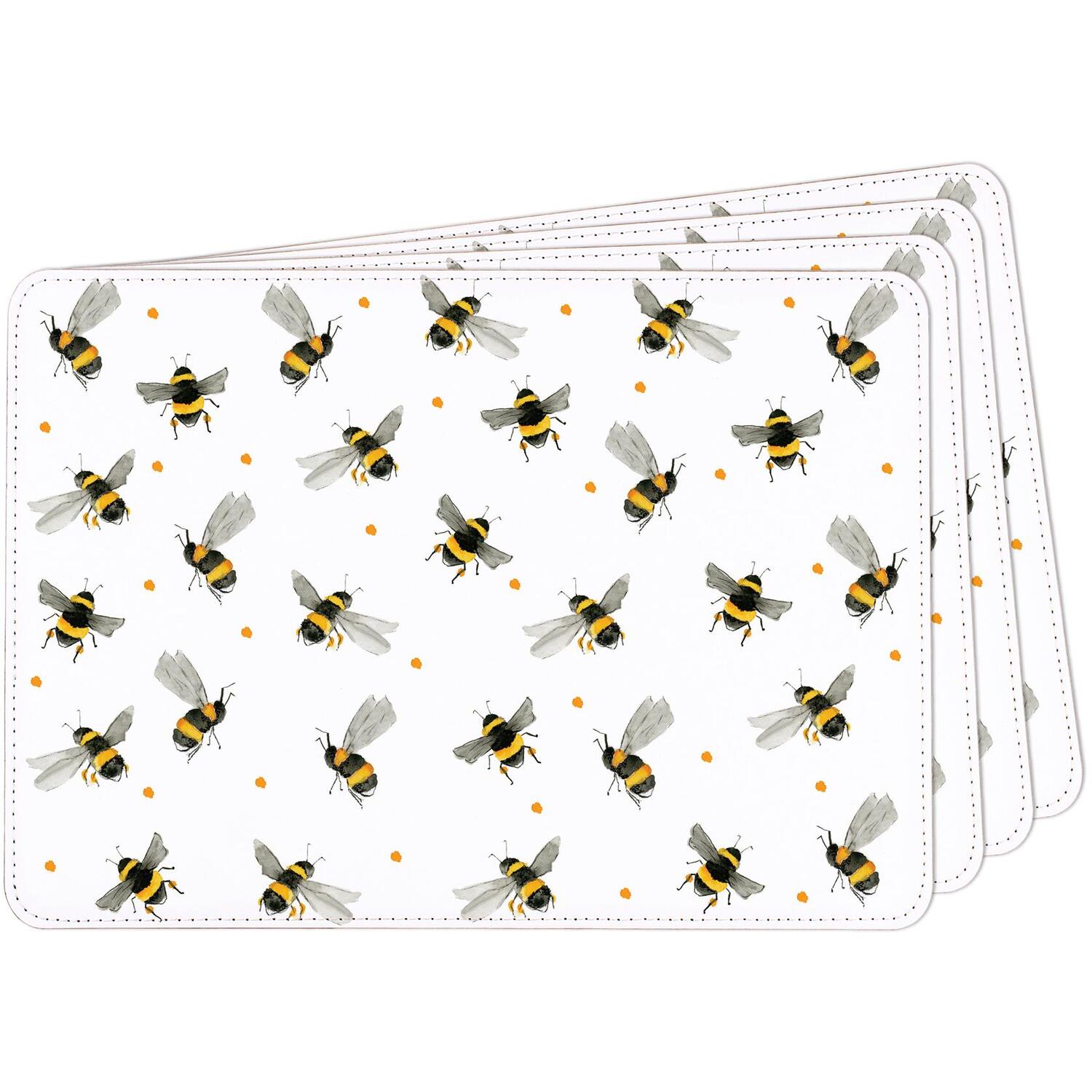 Image of Scattered Bees Faux Leather Placemats -&hellip;