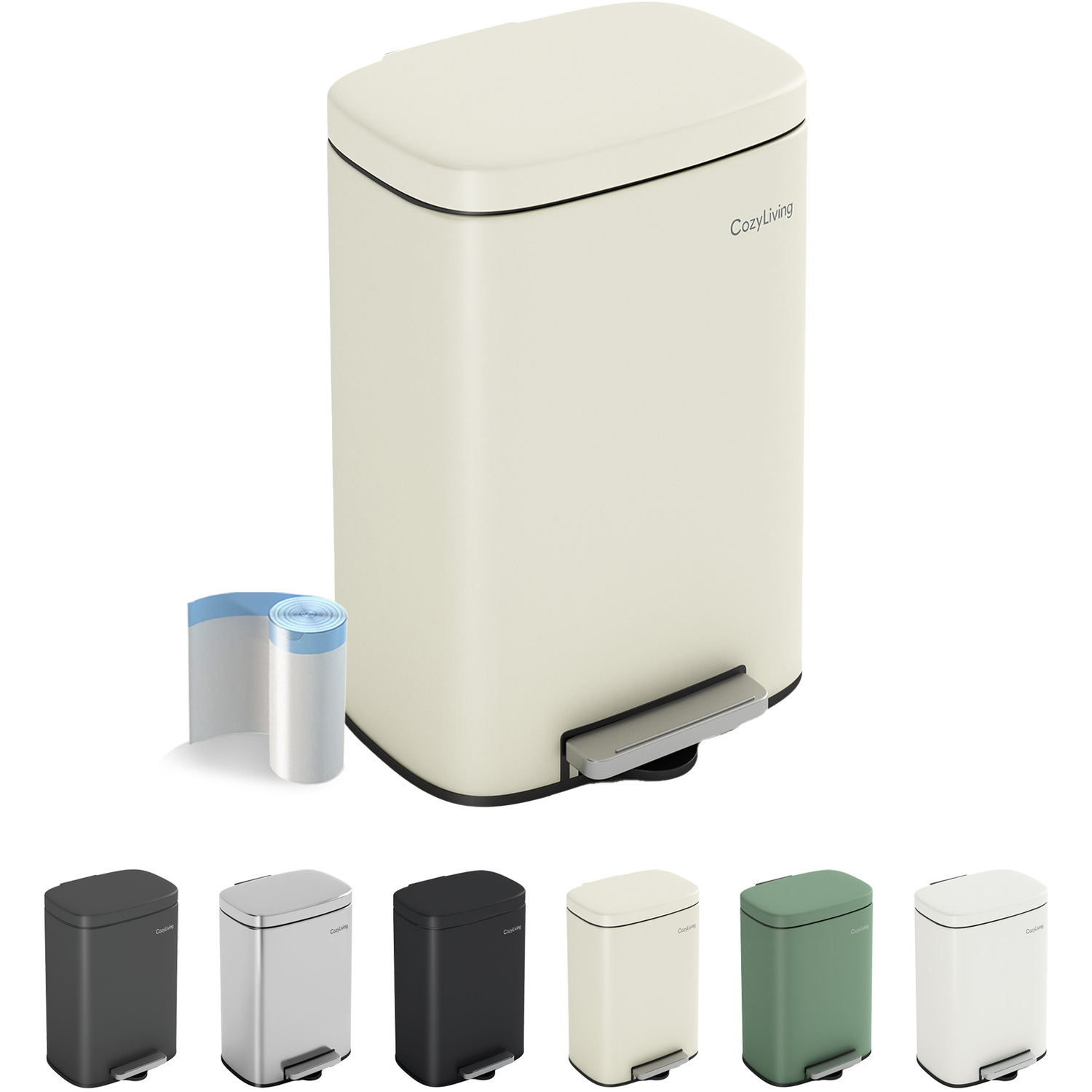 Mcc Direct Cozyliving 5L Pedal Bin - Compact Kitchen Bathroom Office - Beige