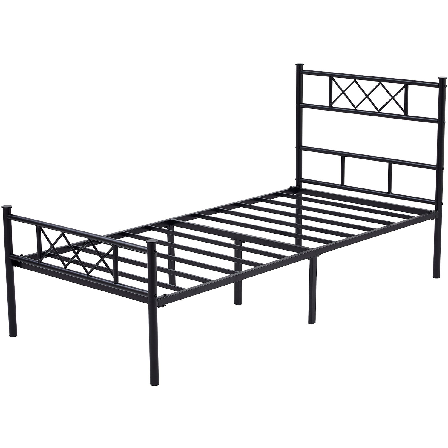 Mcc Direct Single 3Ft Black Metal Bed Frame With Headboard & Footboard Felix - Black