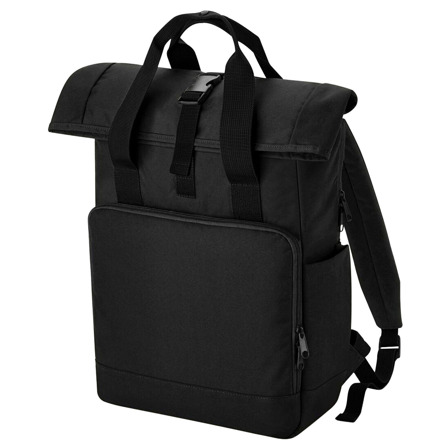 Bagbase Roll Top Twin Handle Laptop Bag - Black - Black
