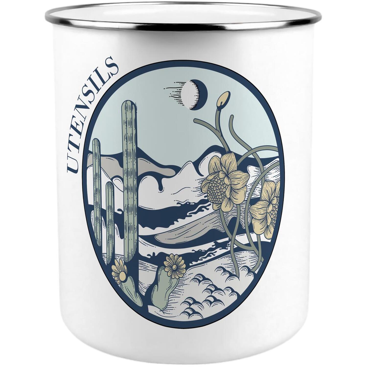 Desert Flowers Utensil Pot - Enamel XL Kitchen Utensil Organiser Decor Gift - Image 2