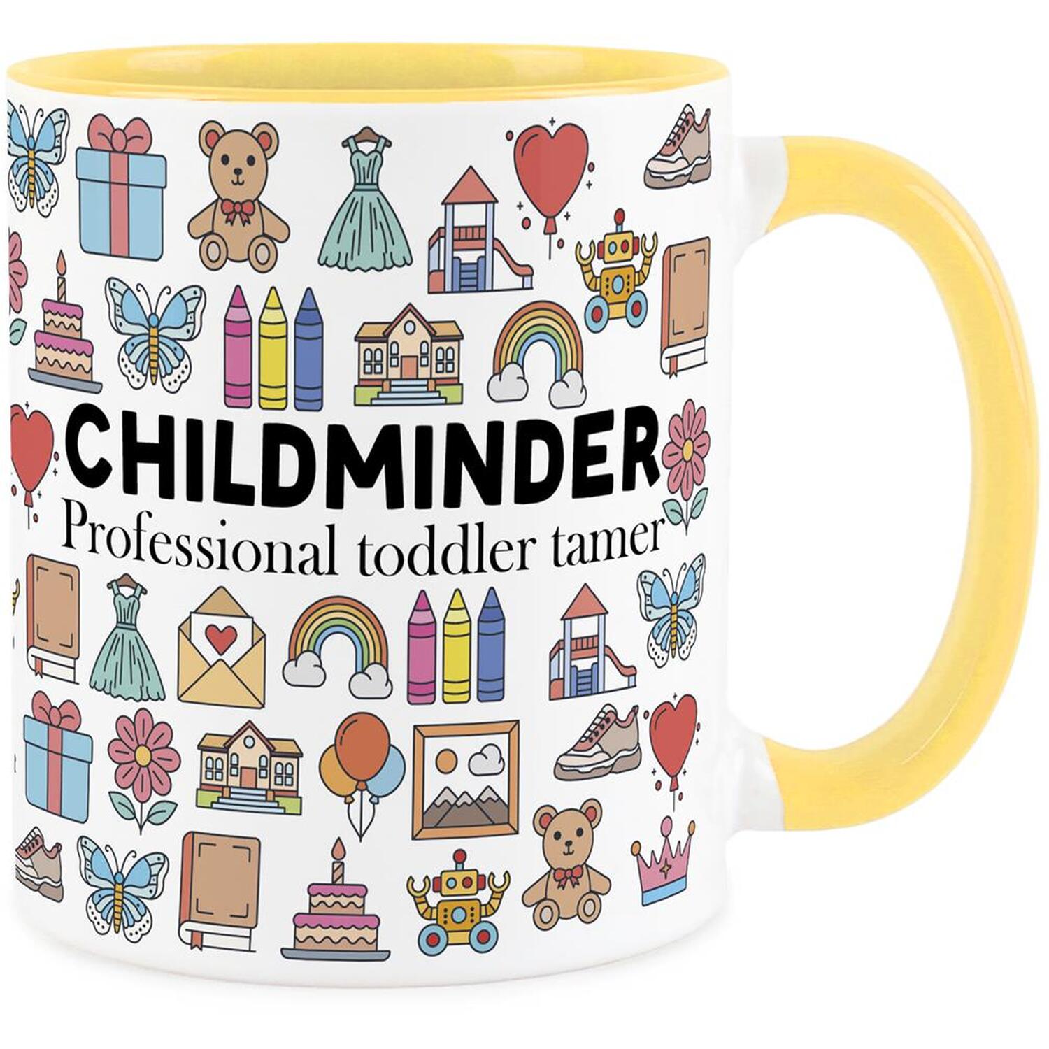 Purely Home Novelty Childminder Yellow Mug - Coffee/Tea Ceramic Cup Gift - Yellow