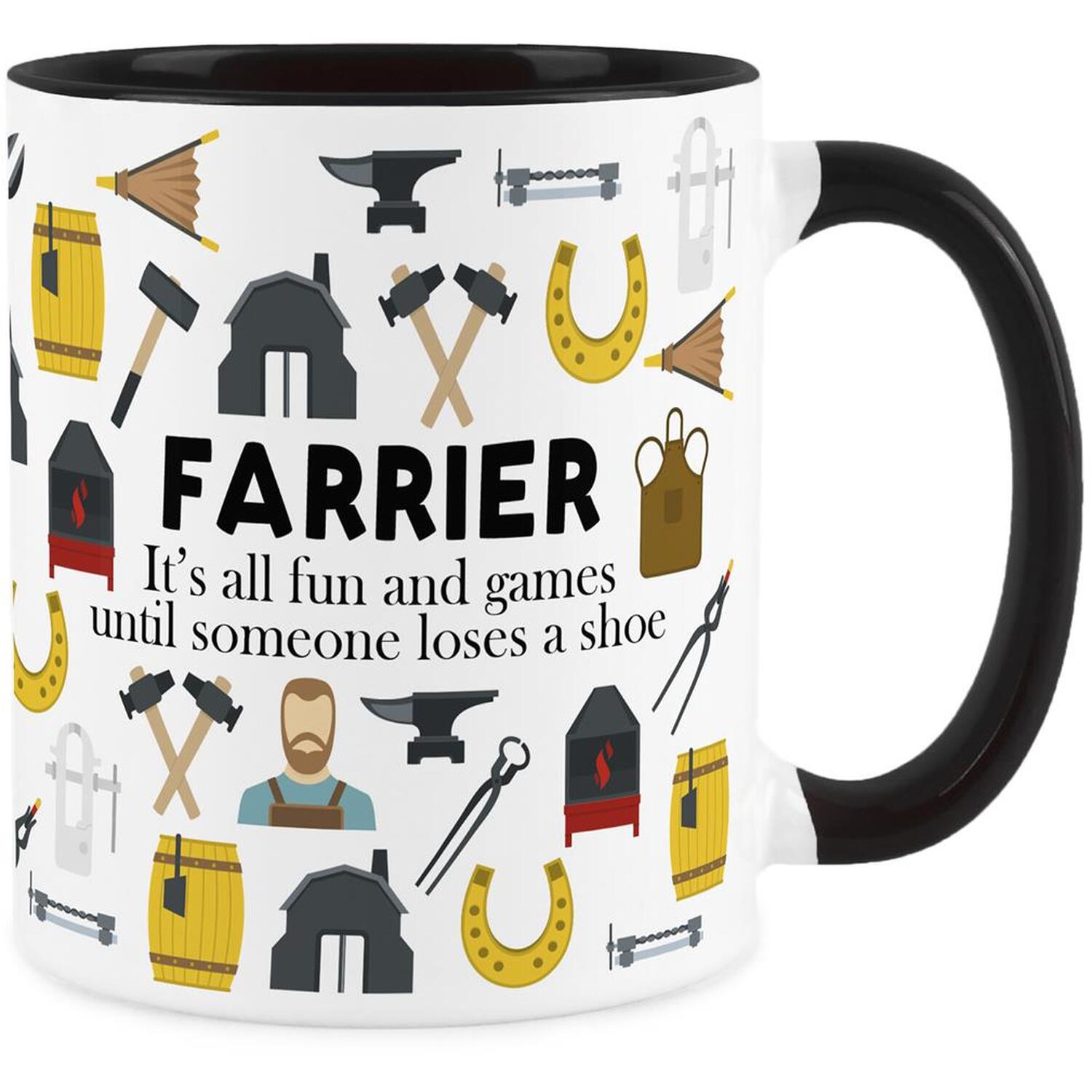Purely Home Novelty Farrier Black Mug - Coffee/Tea Ceramic Cup Gift - Black
