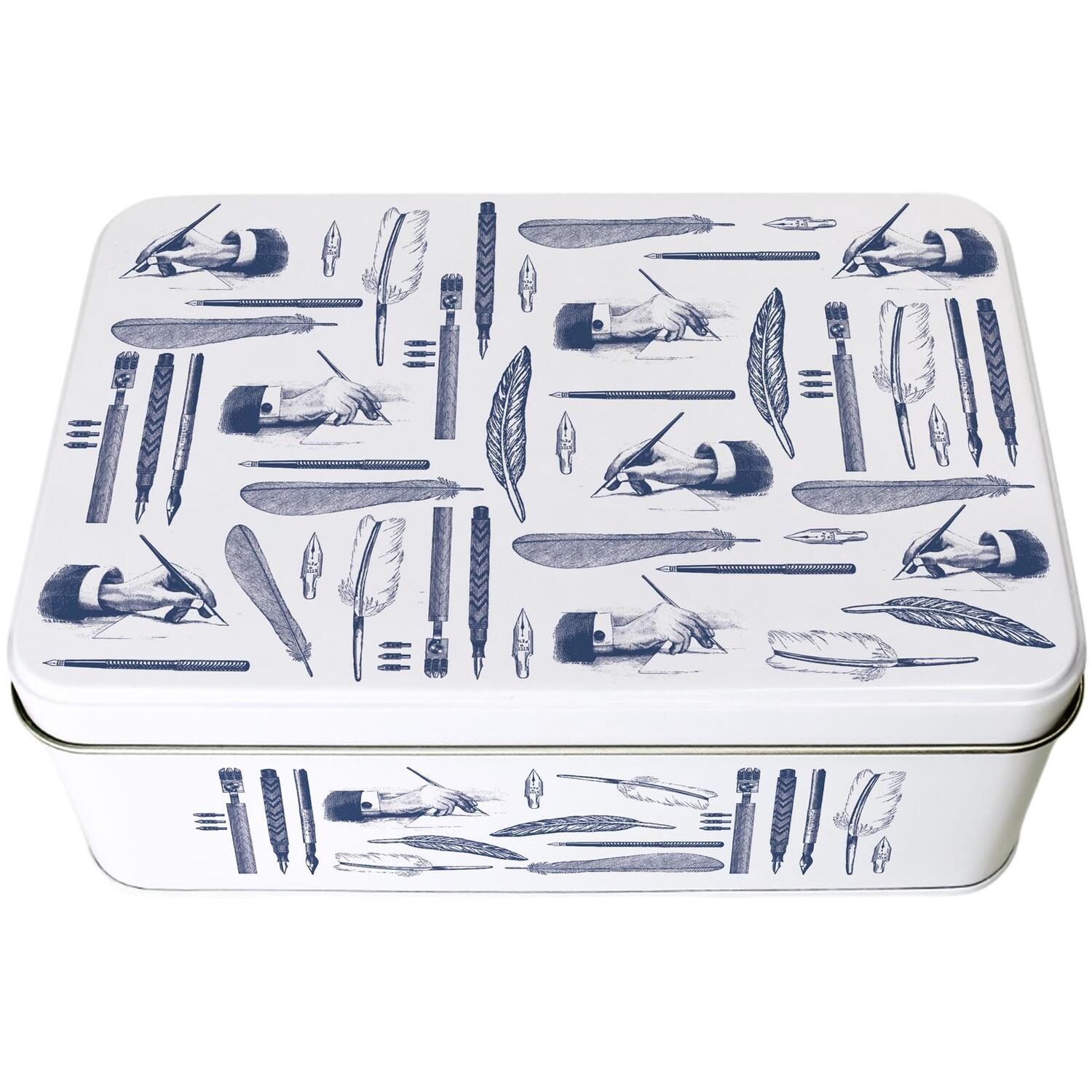 Purely Home Vintage Stationery Storage Tin - Blue