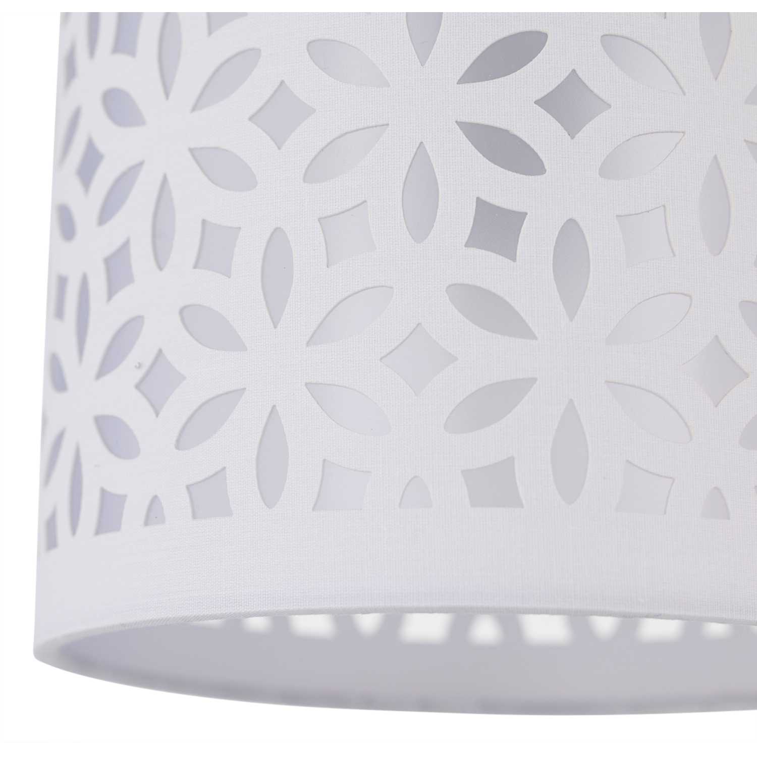 Chrome Jewelled Table Lamp With White Cut Out Shade