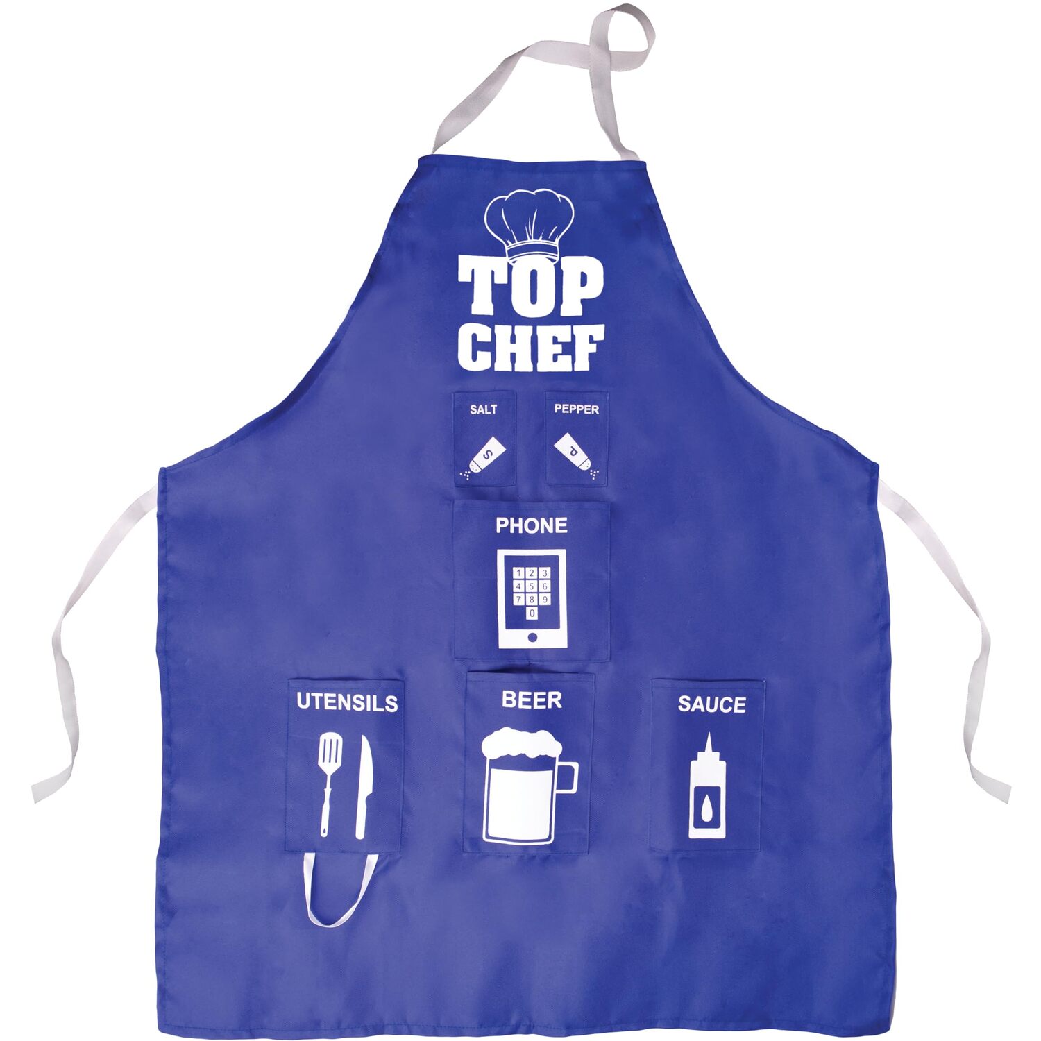Fizz Creations Novelty Bbq Apron With 6 Storage Pockets - Black