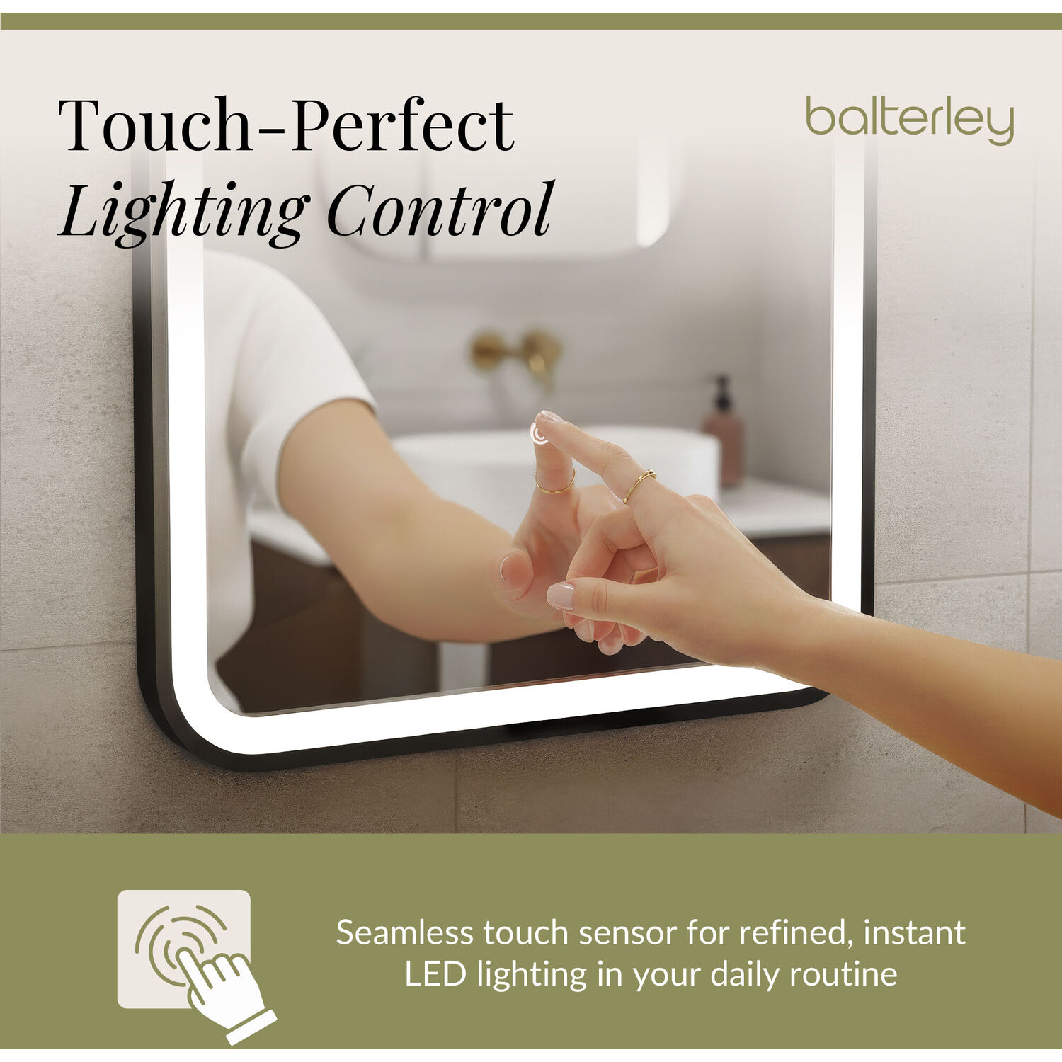LED Touch Sensor Mirror Demister Black 700x500mm