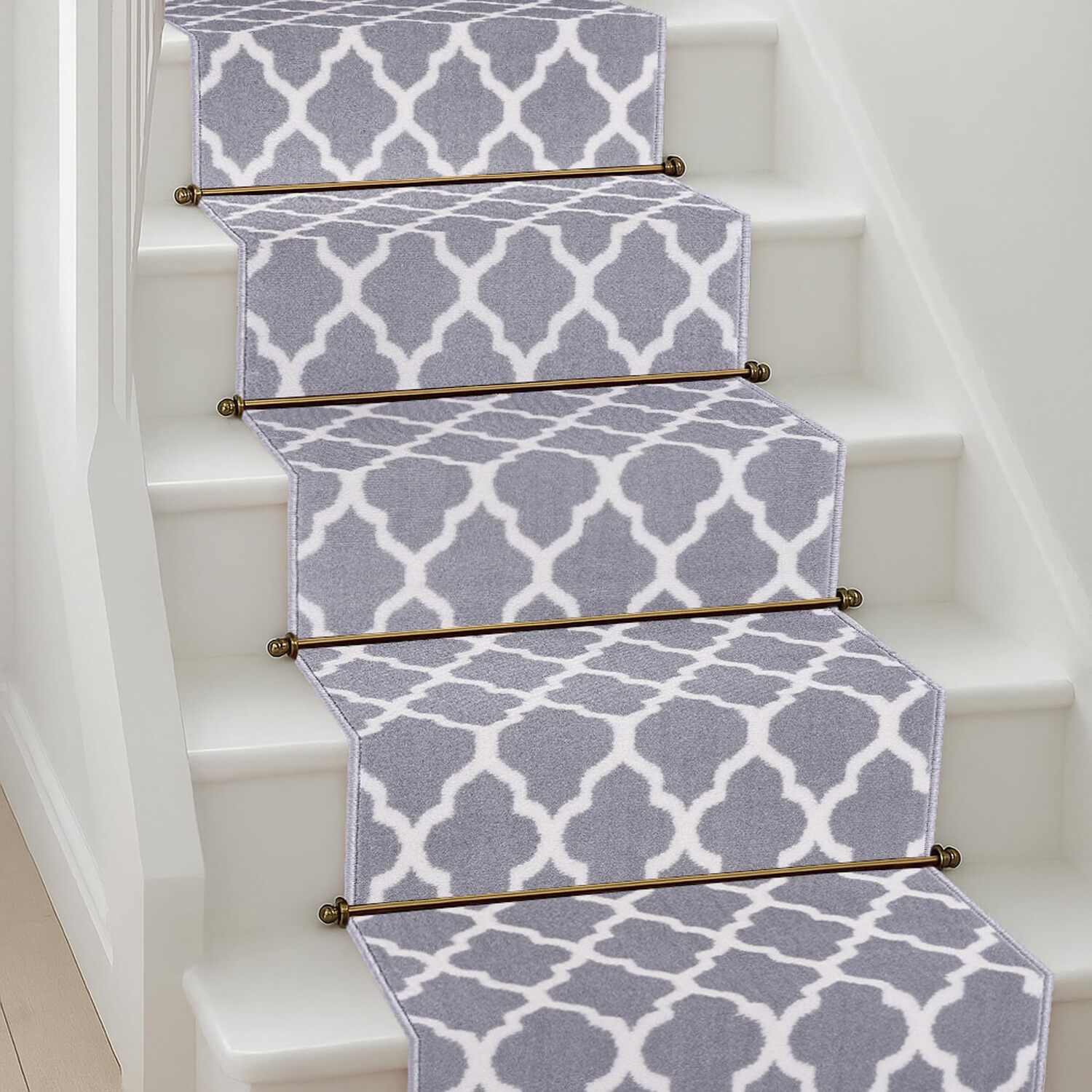Bravich LTD Modern Trellis Hallway Runner Rug Non Slip Low Pile Hall Carpet in Grey | Size: 60 cm x 240 cm
