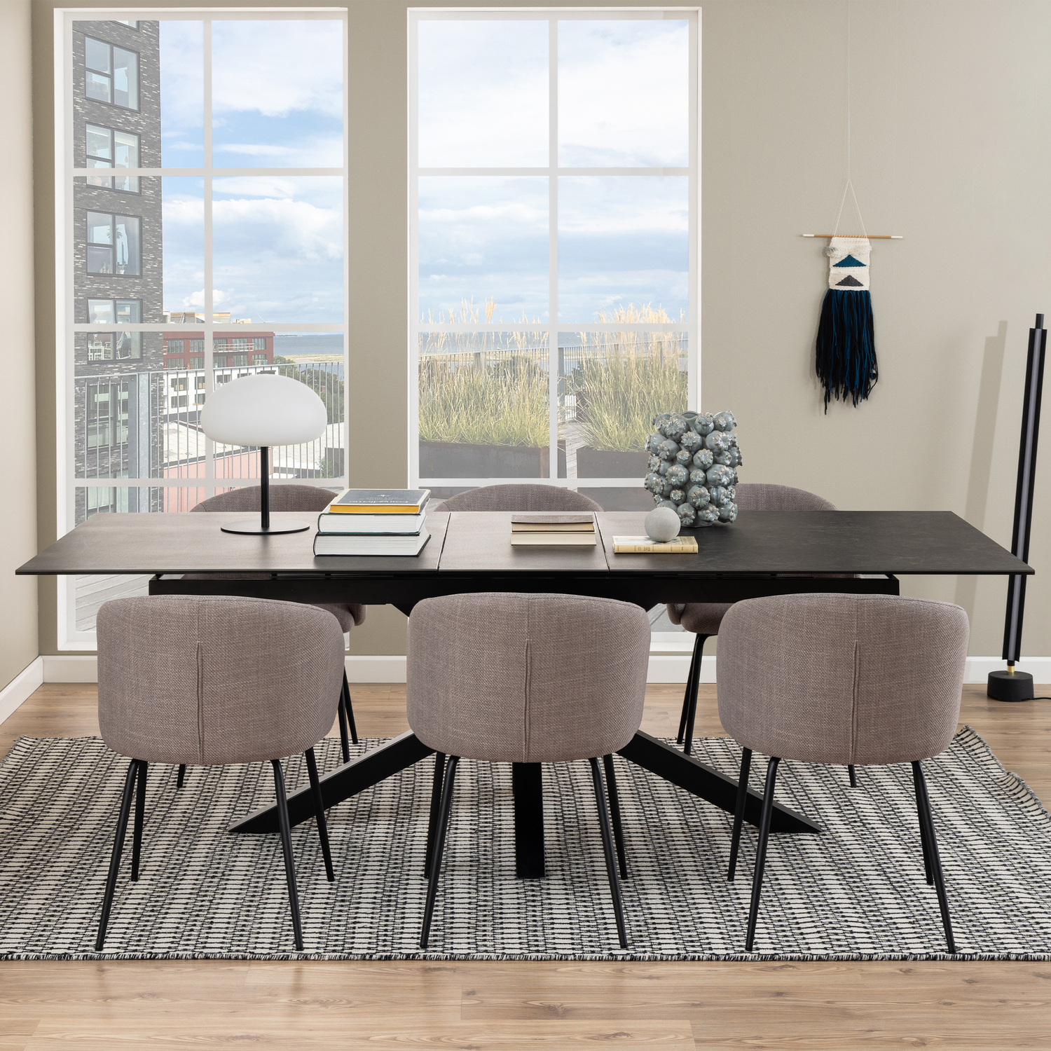 B&Q - Heaven Extendable Dining Table With Ceramic Black Top (L) 240Cm Seats Up To 6 - Image 6