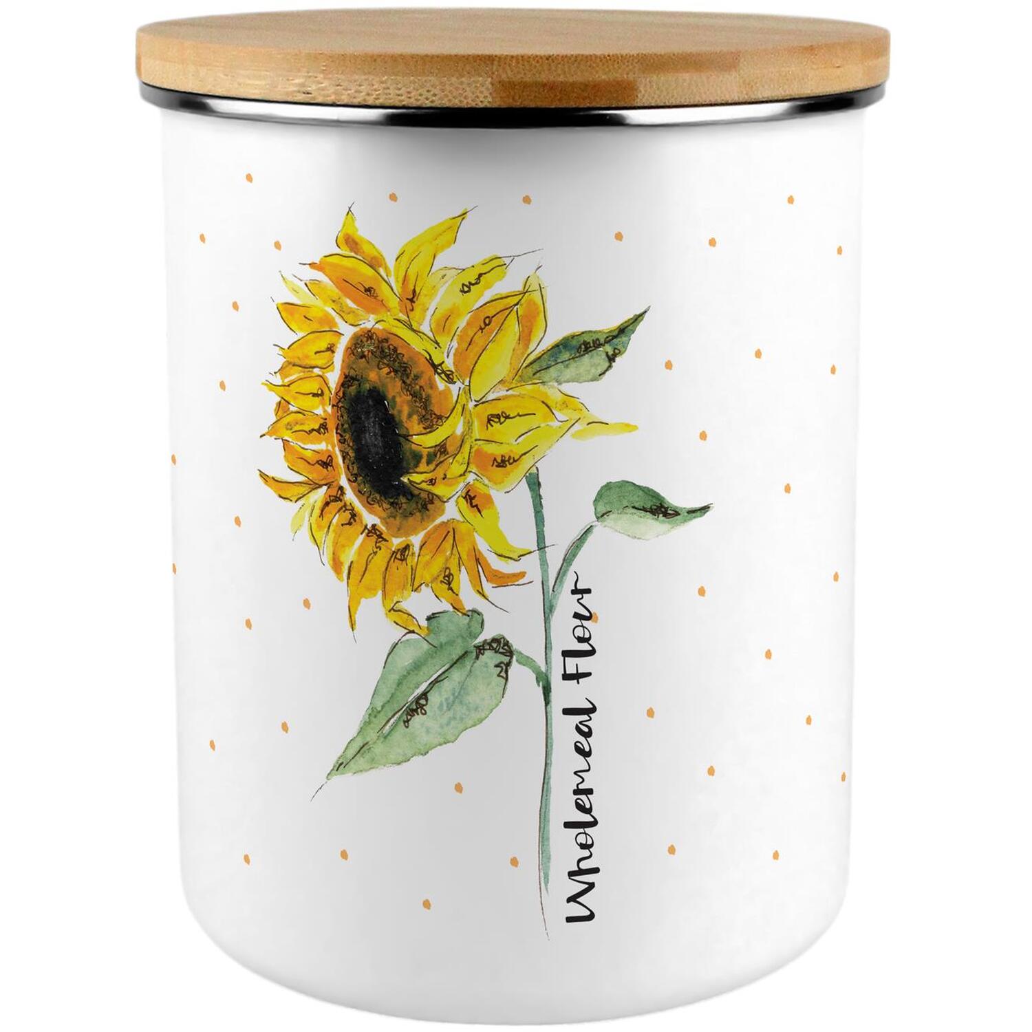 Purely Home Painted Sunflower Extra Large Wholemeal Flour Canister - Yellow