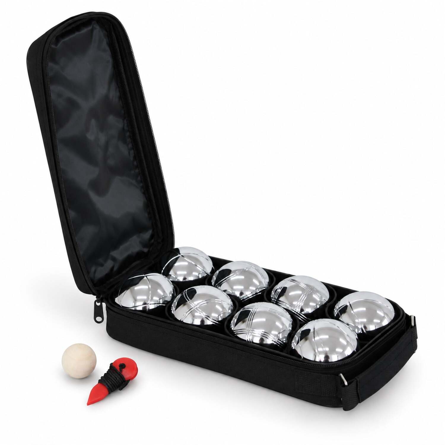 Oypla 8Pc French Boules Petanque Balls Garden Game Set With Carry Case - Silver