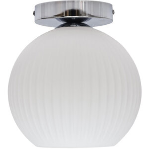 Betchley White Ribbed Glass Globe Chrome Ceiling Light Fitting