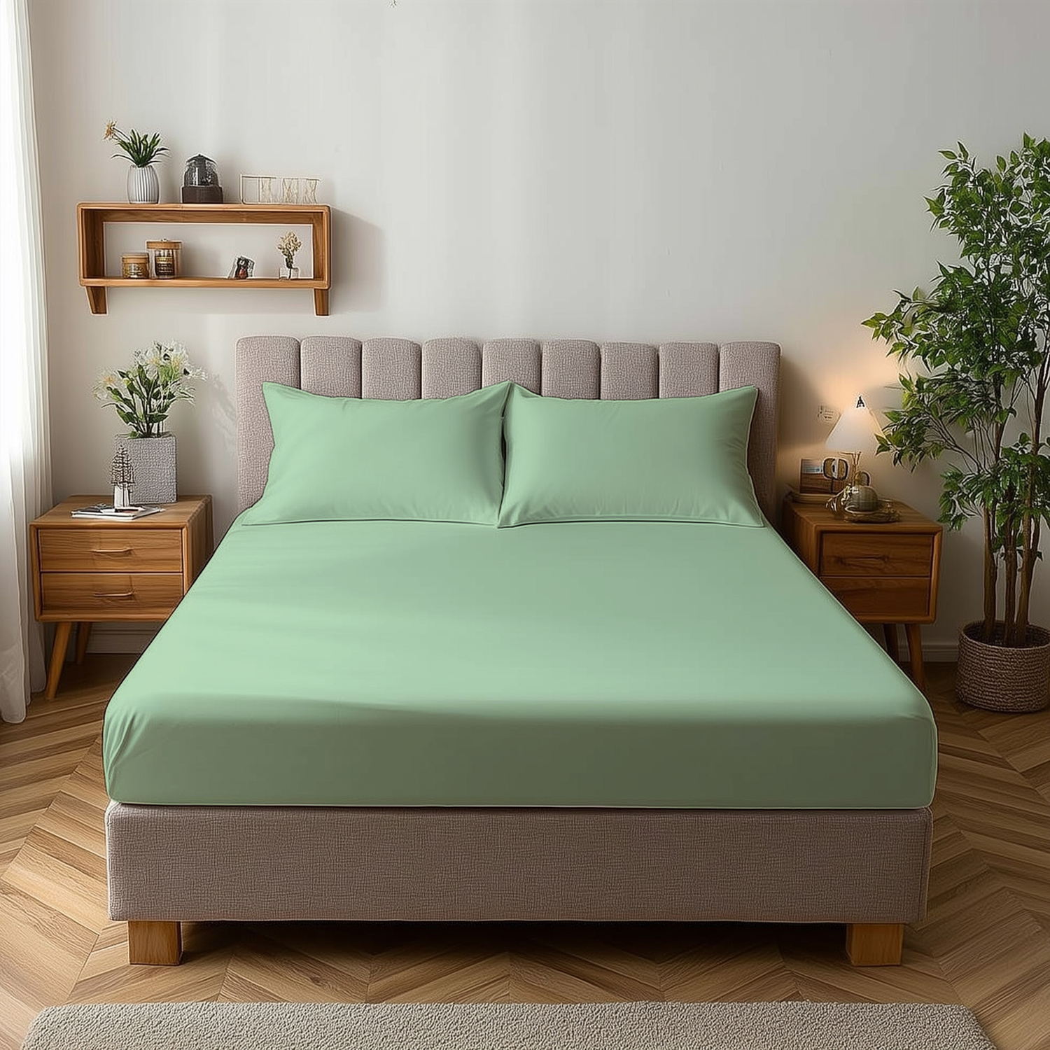 Snug City Microfibre Soft Touch Fitted Sheet 25Cm Skirt Plain Dyed Bed Linen - Duckegg / Small Double