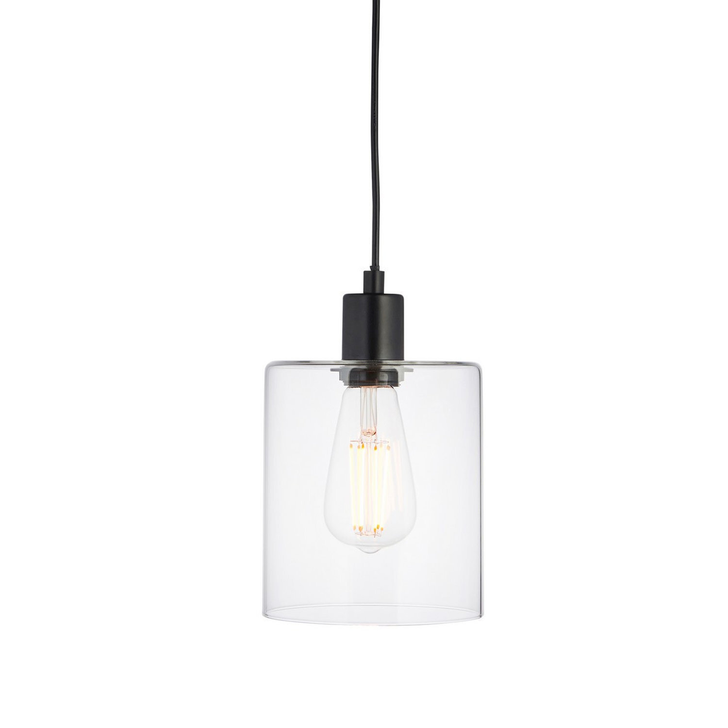 B&Q -  Luminosa Toledo Single Pendant Light Matt BlackClear Glass - Image 7