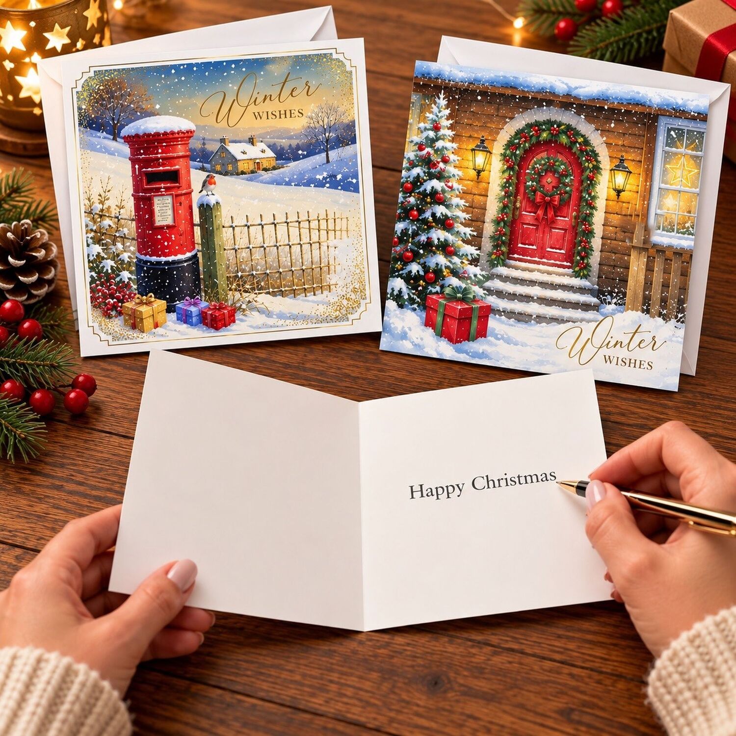 Postacards Design 24 Luxury Christmas Cards With Envelopes Post Box Festive Door 2 Designs