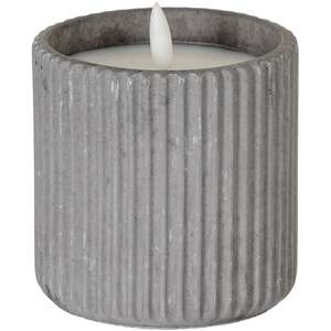 Natural Glow Grey Ribbed Large LED Candle