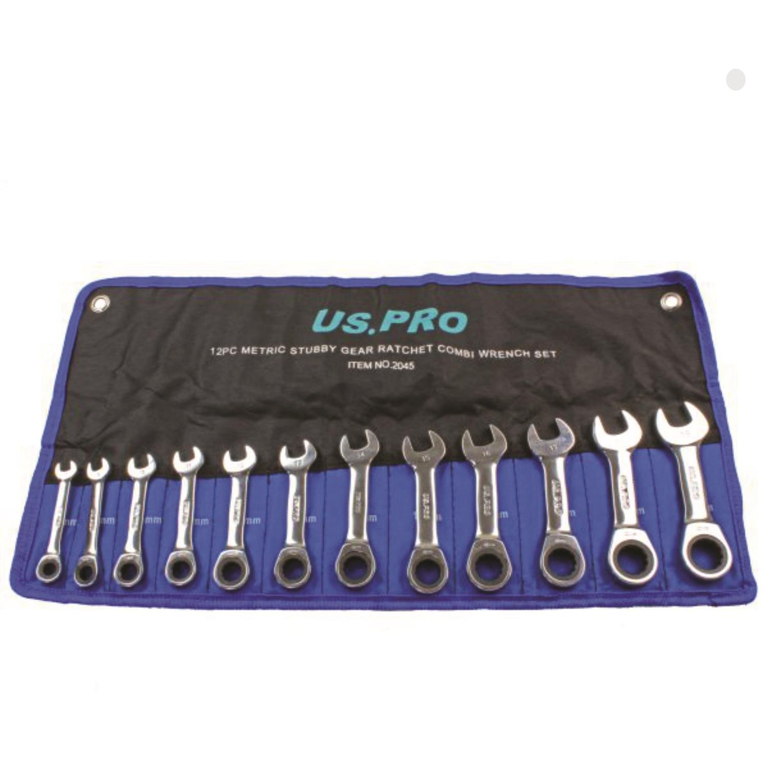 US PRO 12PC STUBBY GEAR RATCHET SPANNER SET COMBINATION WRENCH METRIC RING END - Image 4
