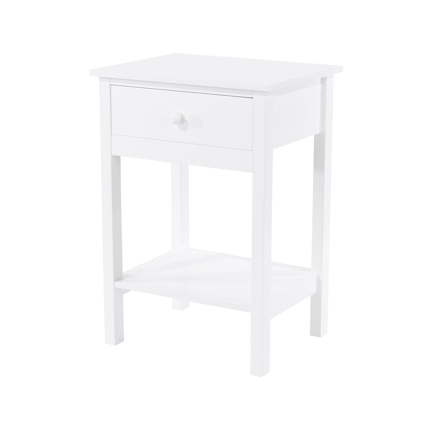 Shaker 1 Drawer Petite Bedside Cabinet - White Medium