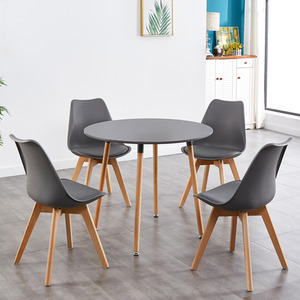 Dark Grey Dark Grey Round Wood Dining Table  shot 817369