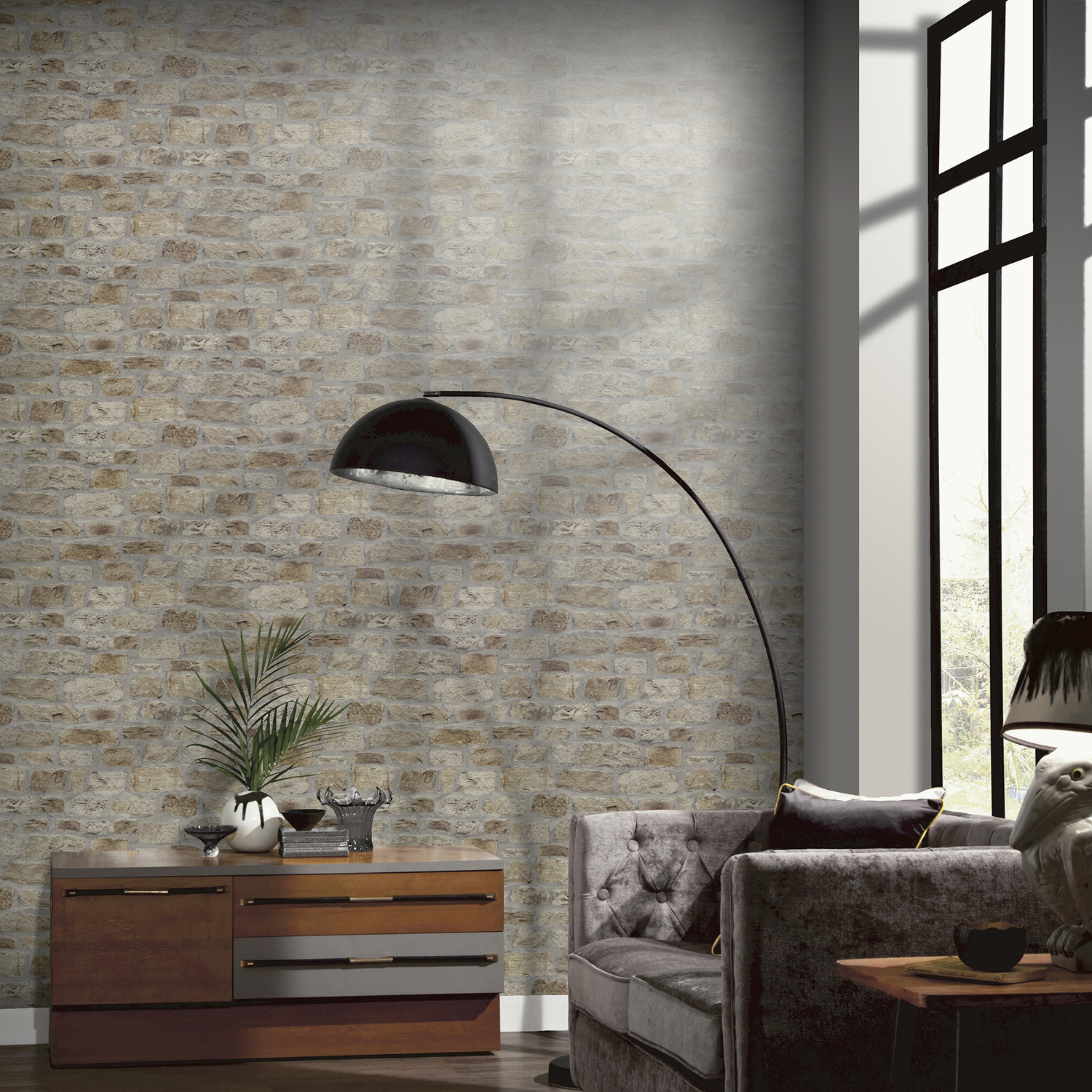 Country Stone Wallpaper - Yellow