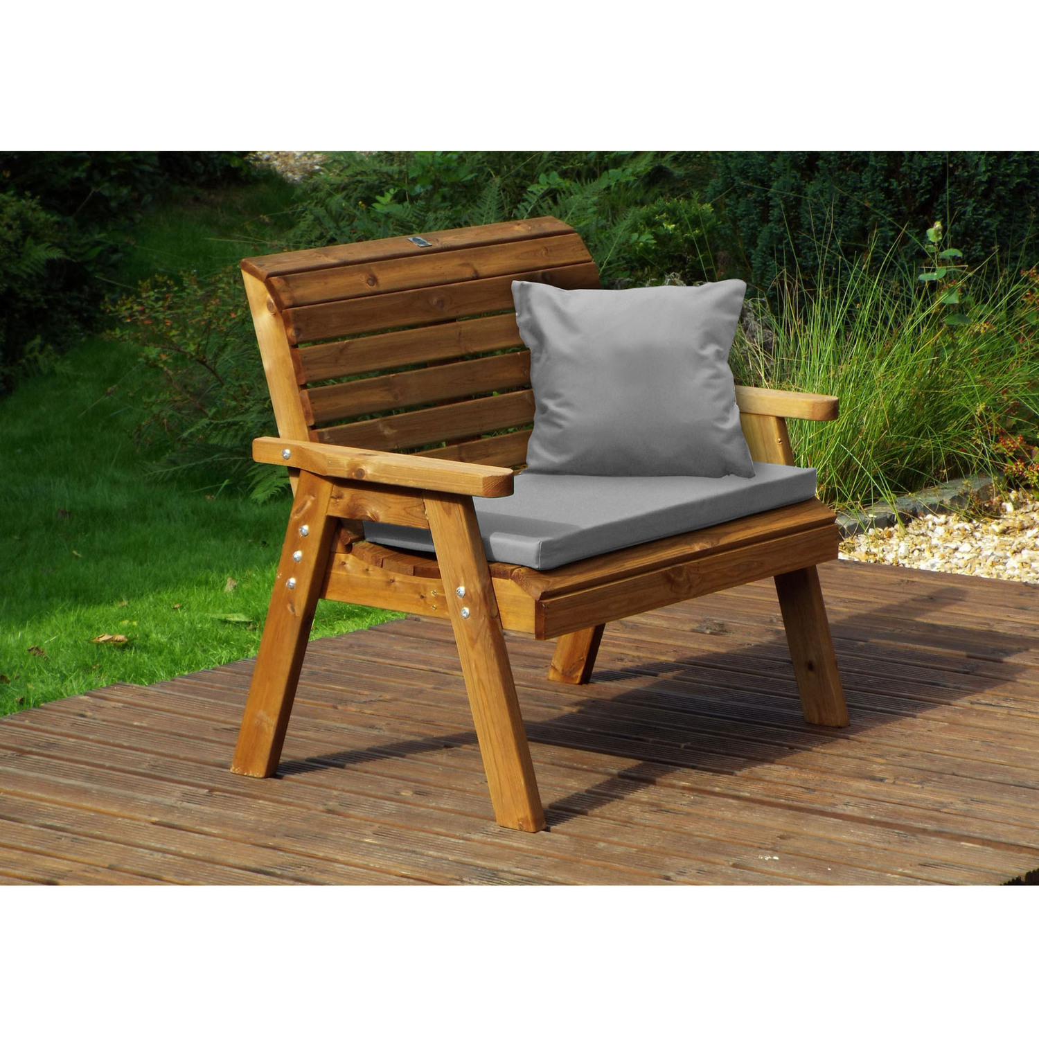 Charles Taylor Traditional 2 Seater Bench with Seat Cushion - Grey