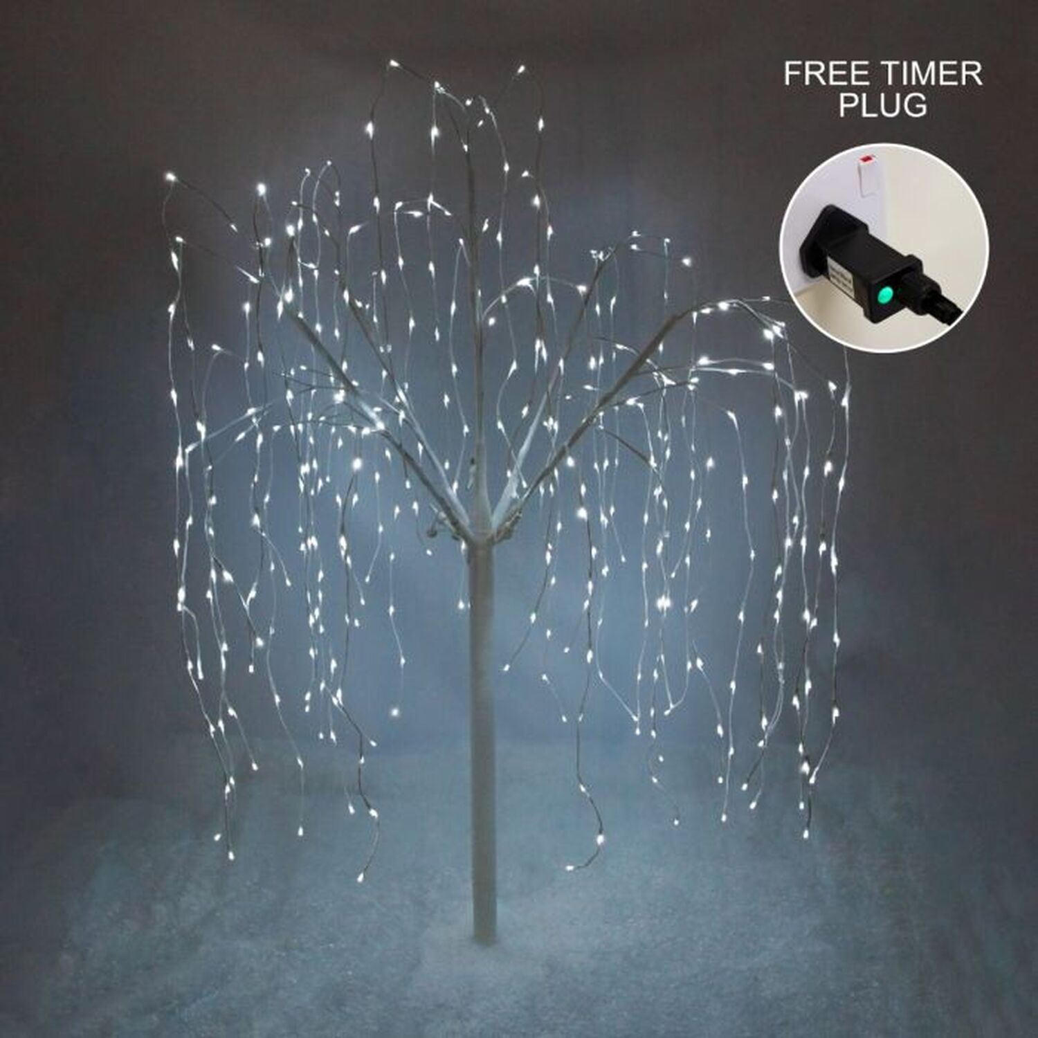 Image of Weeping Willow Tree - 180cm White 400 Cool White LED - White