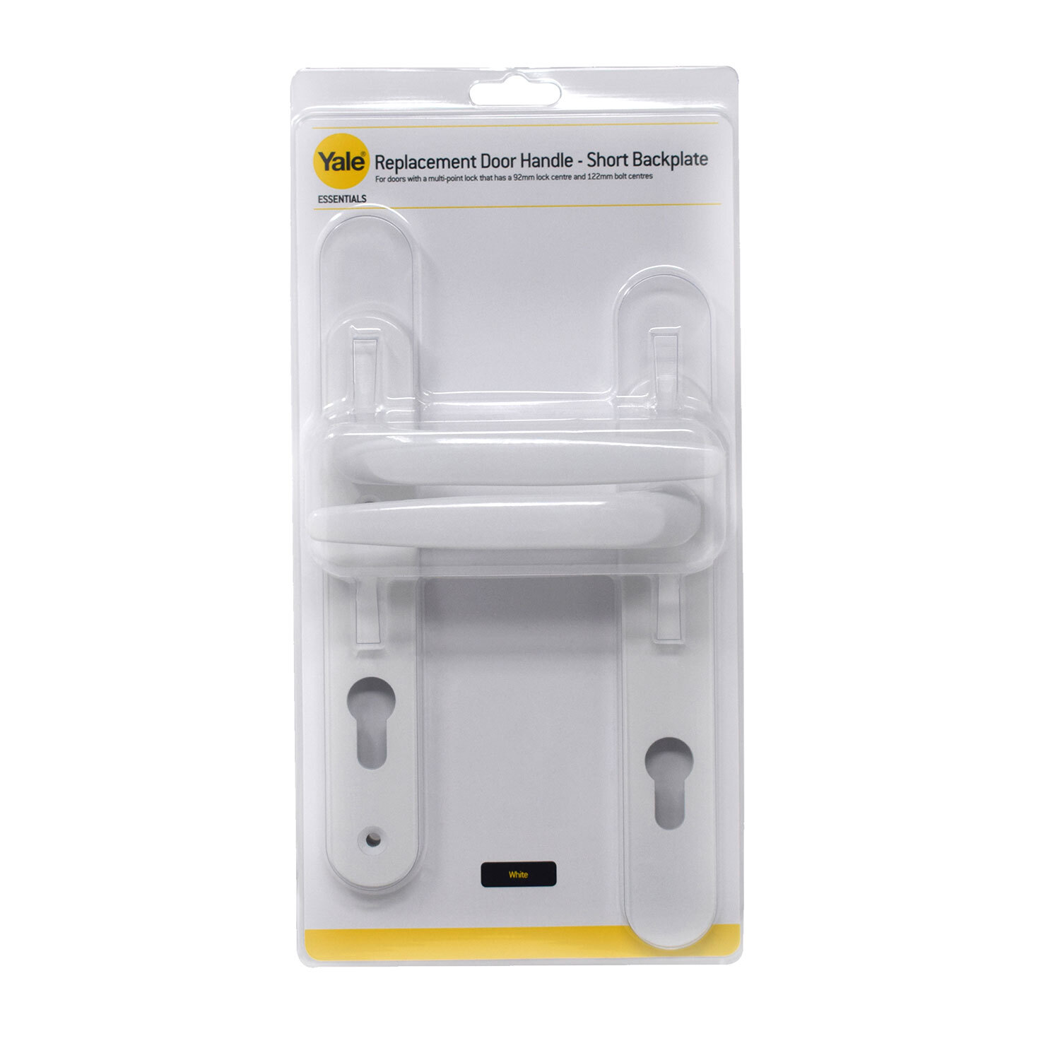 Yale Essentials White Short Backplate Door Handle - 1 Pair
