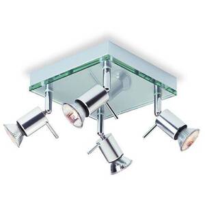 Aqua 4 Light Square Flush Light Aluminium, Clear Glass, GU10