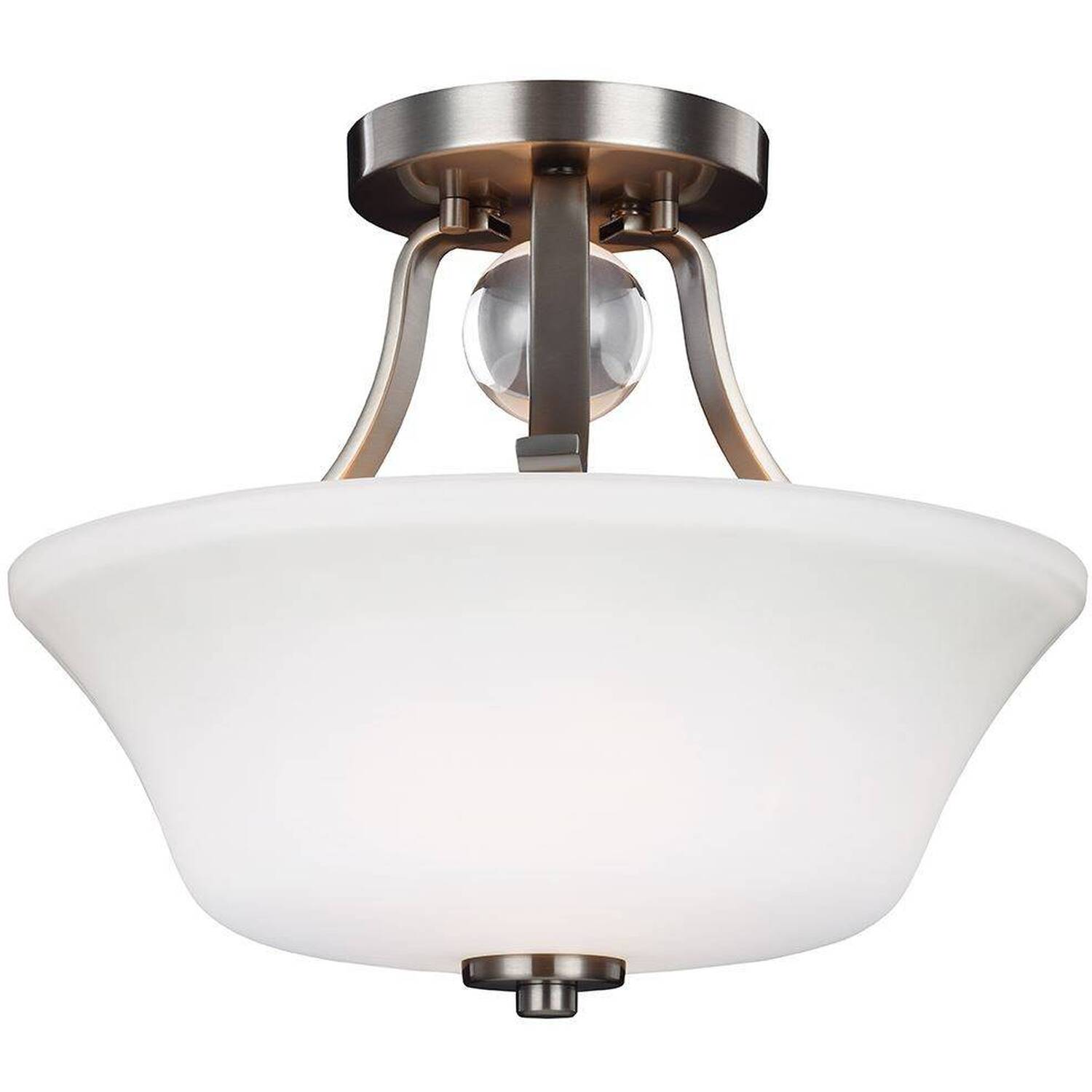 Evington 2 Light Semi Flush Ceiling Light Satin Nickel, E27 - Satin Nickel